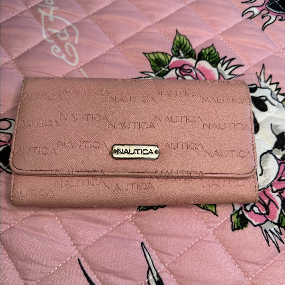 Nautica Blush Pink Continental Wallet with Logo Plaque